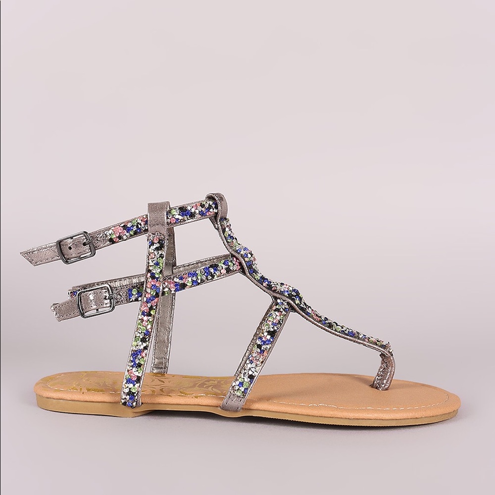❤️ Pewter Mermaid Rhinestone Gladiator Sandals - Picture 3 of 4